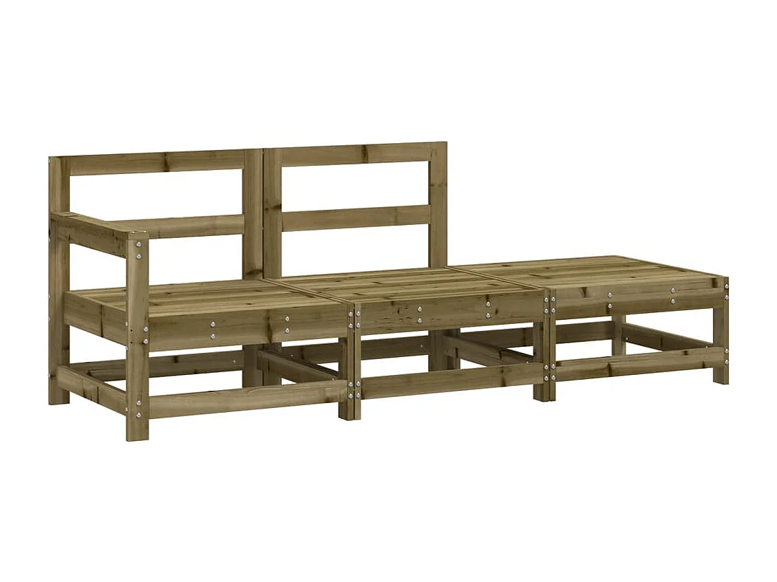 Set Salotto da Giardino 3 pz in Legno Impregnato di Pino