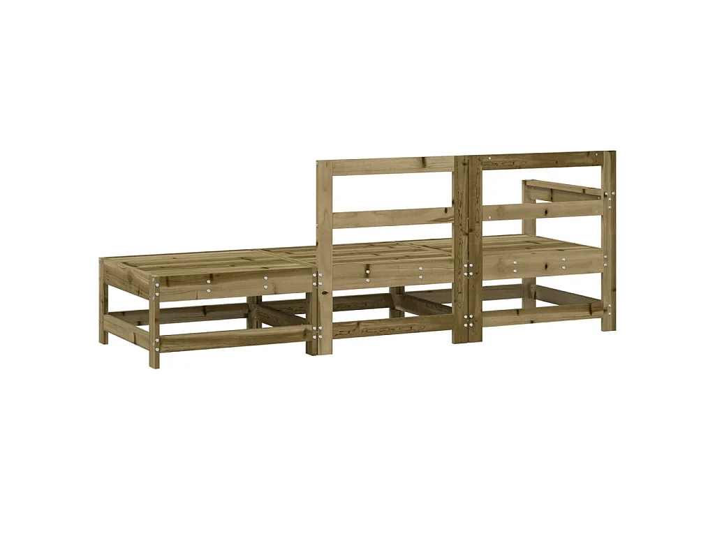 Set Salotto da Giardino 3 pz in Legno Impregnato di Pino