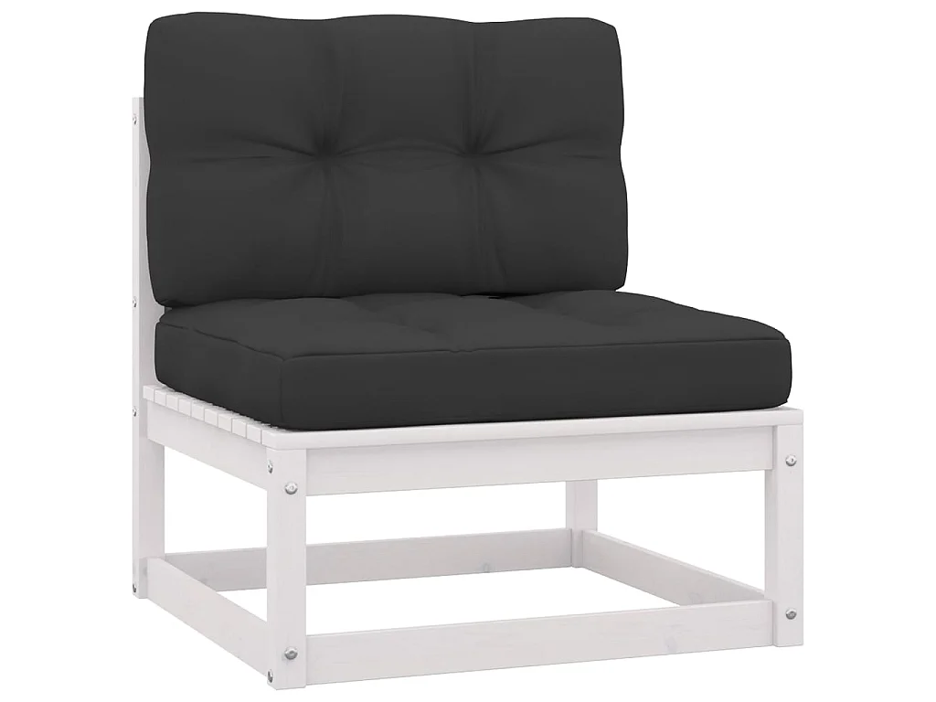 11-delige Loungeset met kussens massief grenenhout wit