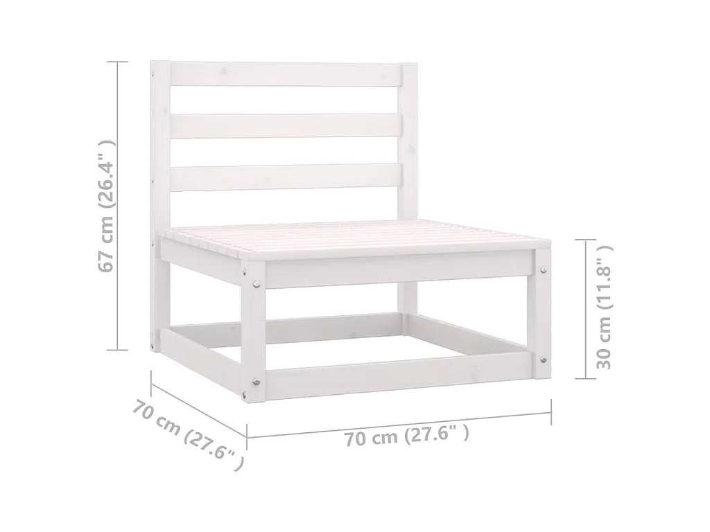 11-delige Loungeset met kussens massief grenenhout wit
