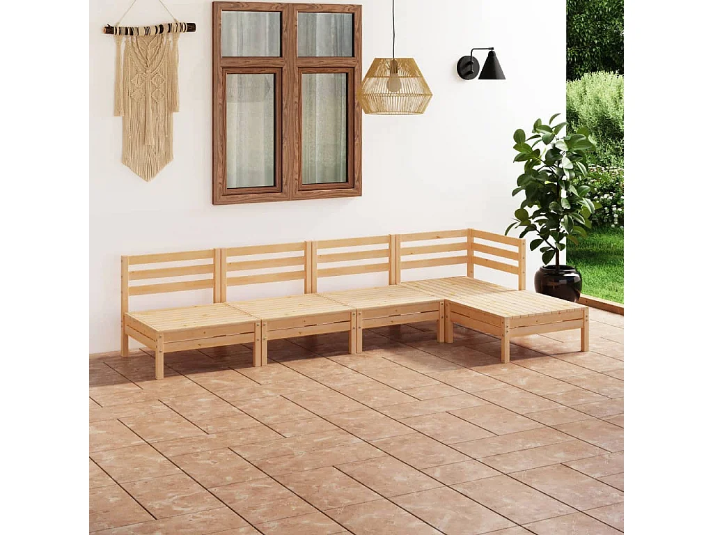Salon de jardin 5 pcs Bois de pin massif
