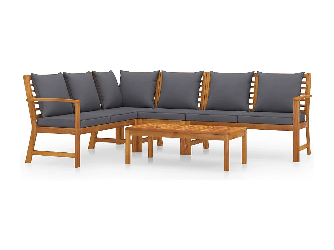 Salon de jardin 5 pcs avec coussin Bois d'acacia solide