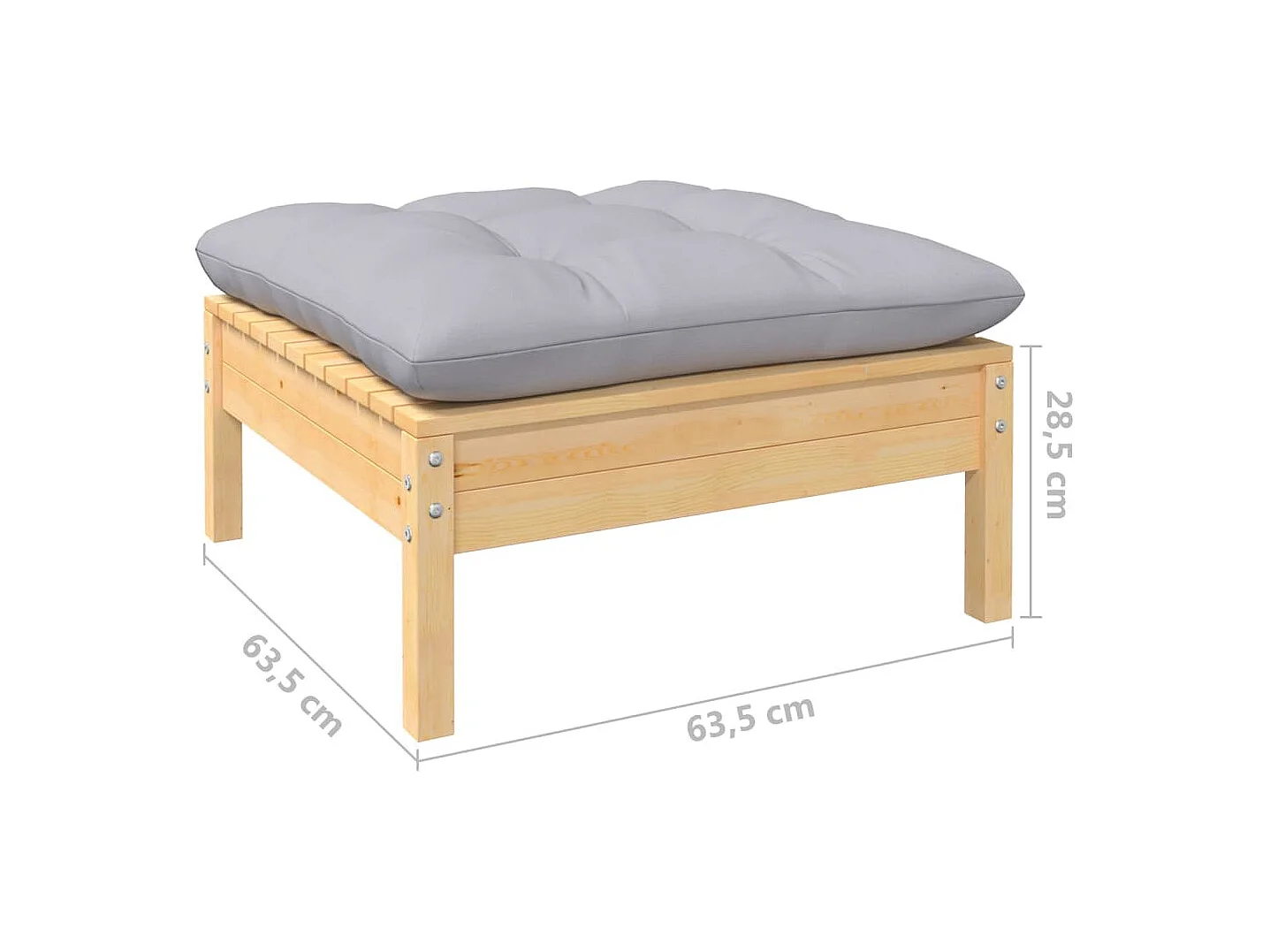 Salon de jardin 13 pcs avec coussins gris bois de pin