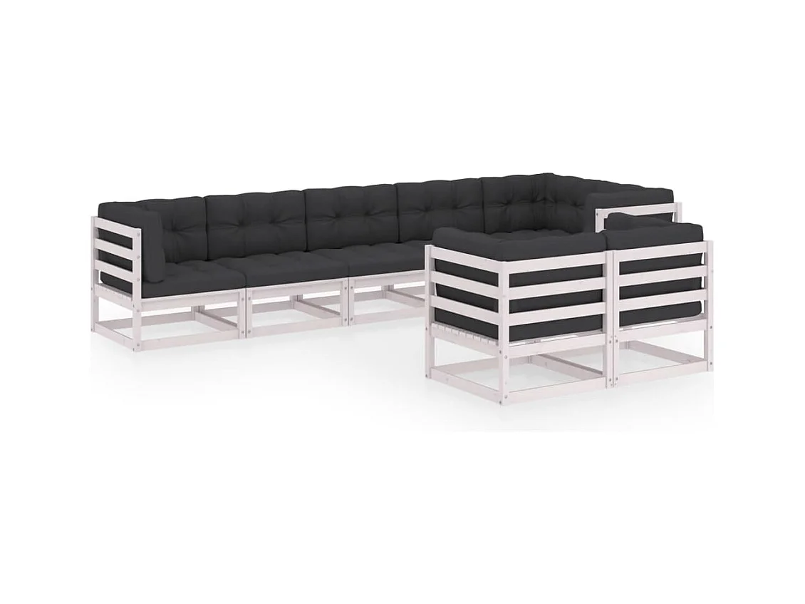 8-tlg. Garten-Lounge-Set mit Kissen Massivholz Kiefer