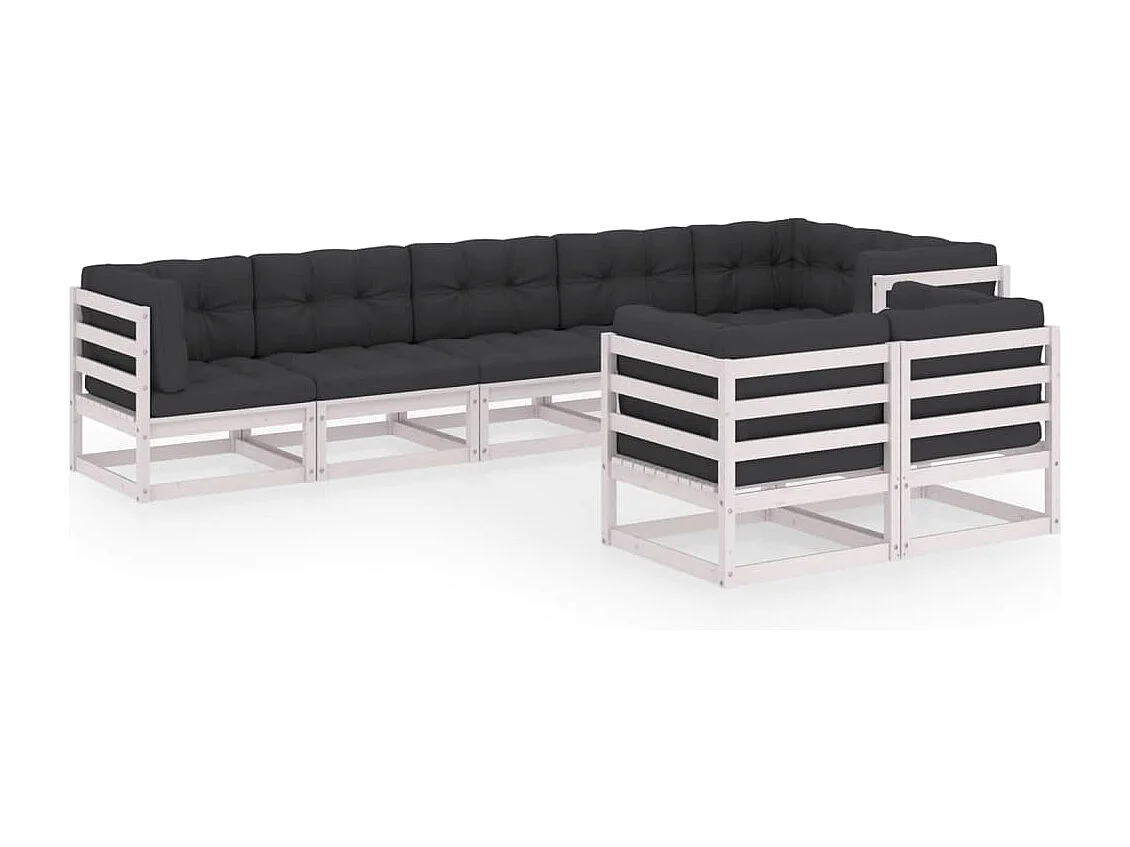 Salon de jardin 8 pcs avec coussins Bois de pin massif