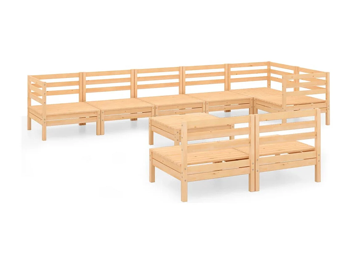 9 pcs conjunto lounge de jardim pinho maciço
