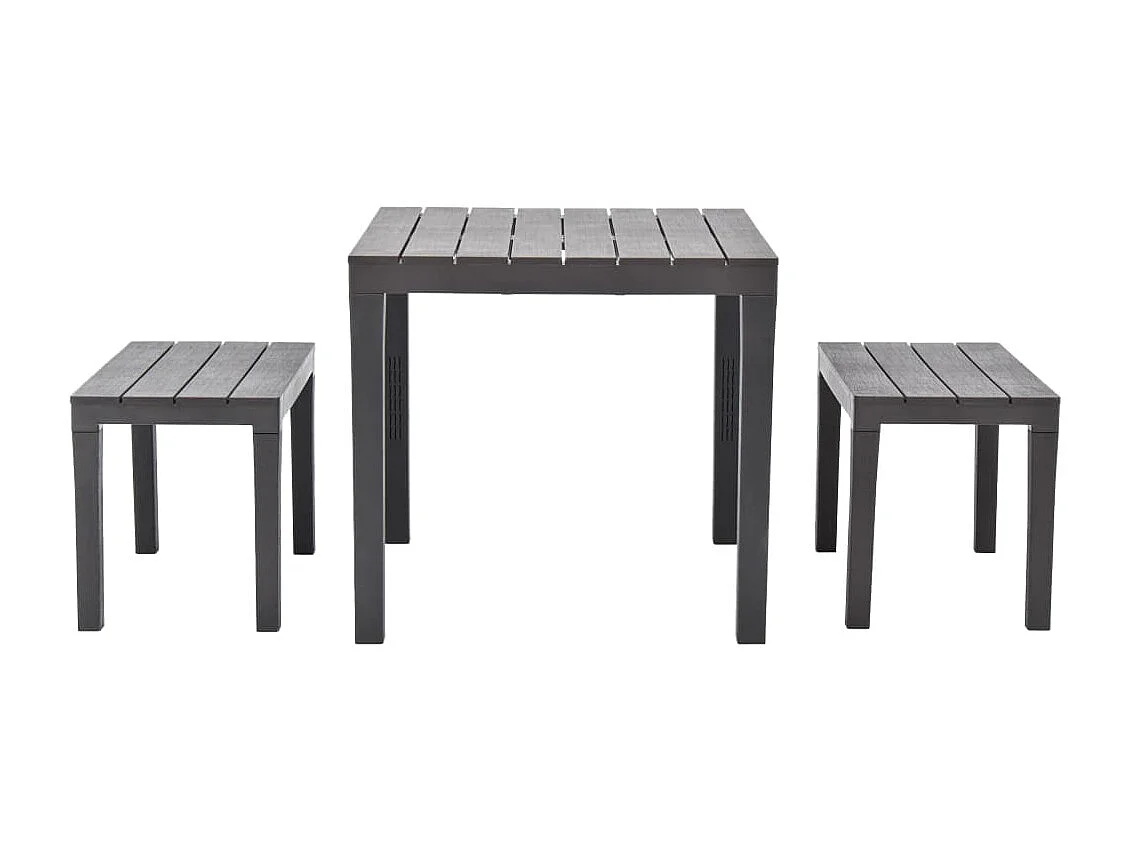 Gartentisch mit 2 Bänken Kunststoff Braun
