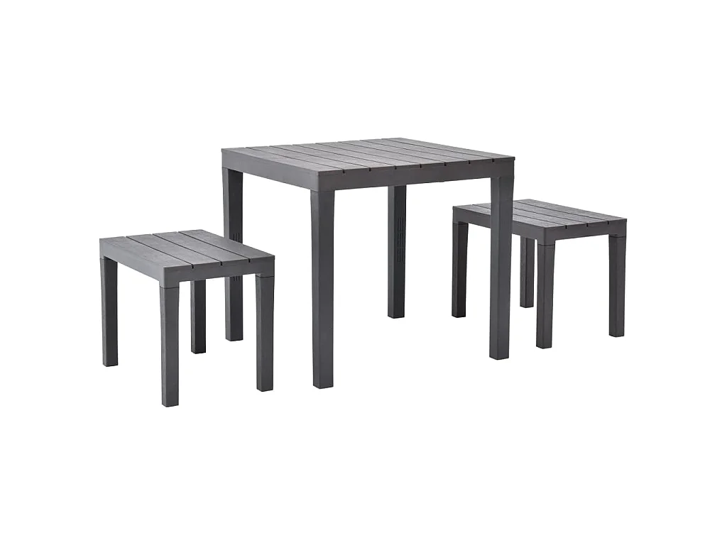 Tuintafel met 2 banken kunststof bruin