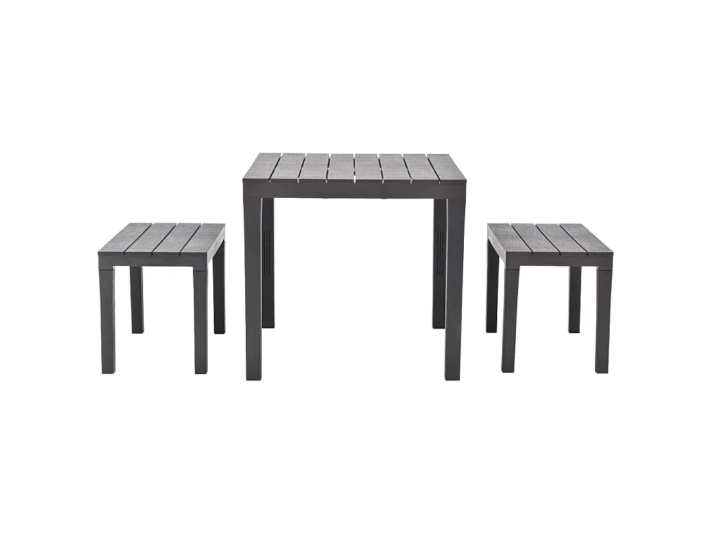 Tuintafel met 2 banken kunststof bruin