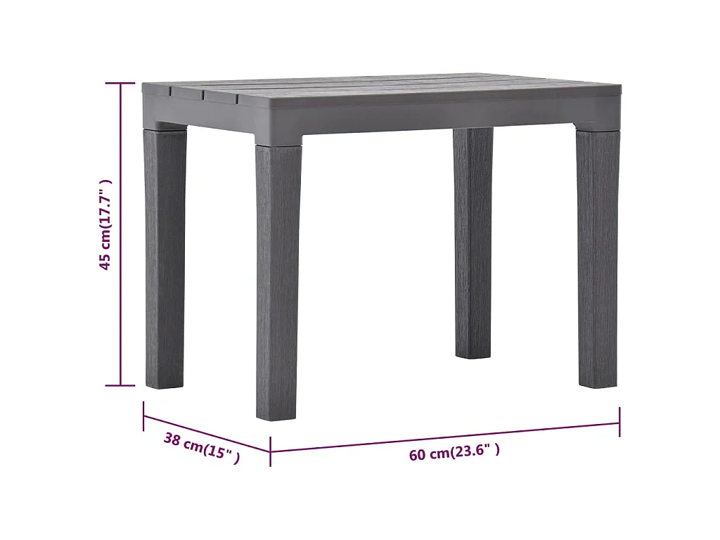Tuintafel met 2 banken kunststof bruin