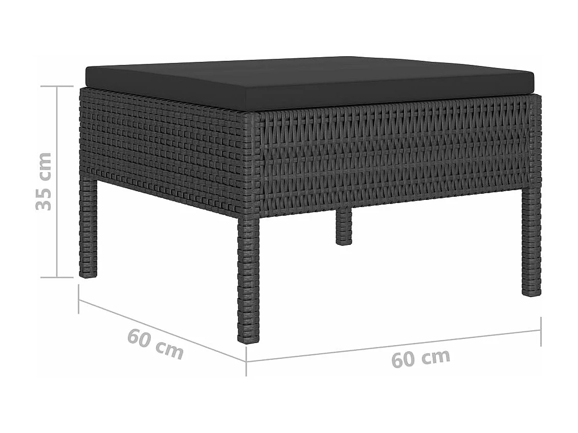 Salon de jardin 4 pcs avec coussins Résine tressée Noir