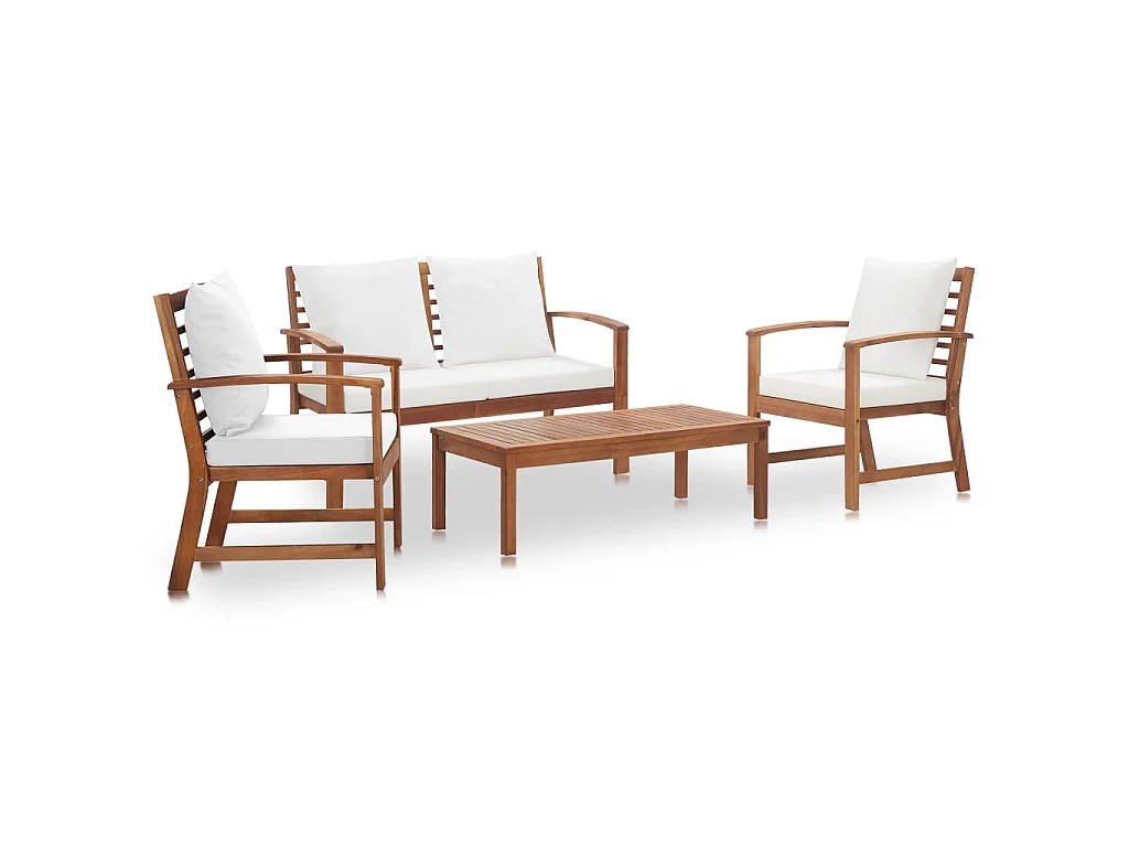 Set Divani da Giardino 4 pz con Cuscini in Massello di Acacia