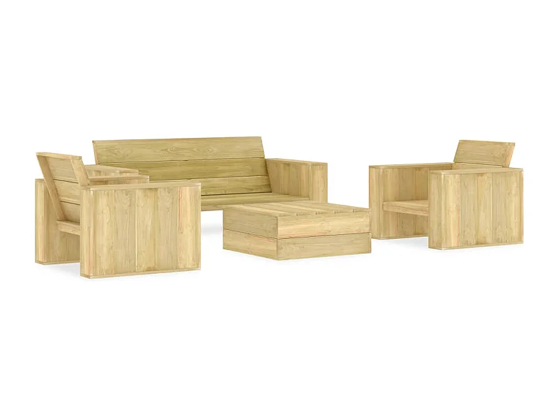 Salon de jardin 4 pcs Bois de pin imprégné