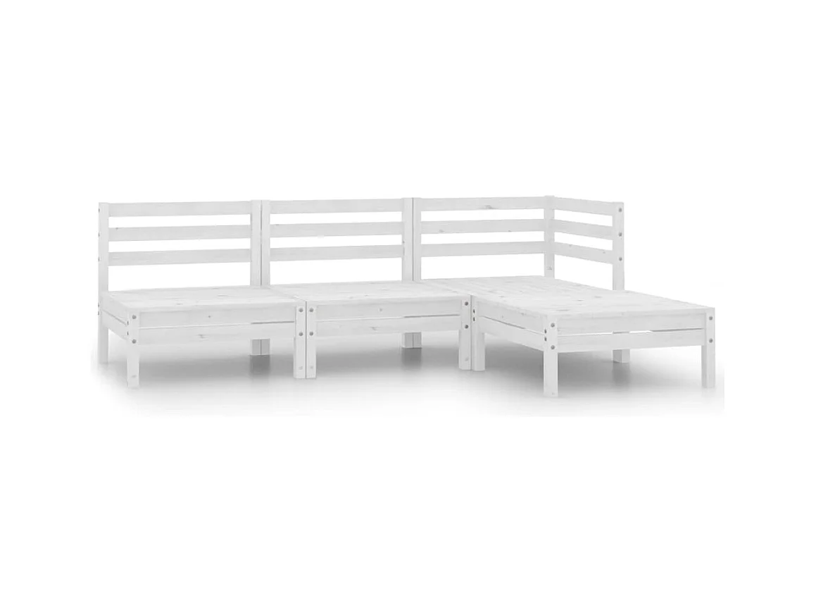Salon de jardin 4 pcs Bois de pin massif Blanc