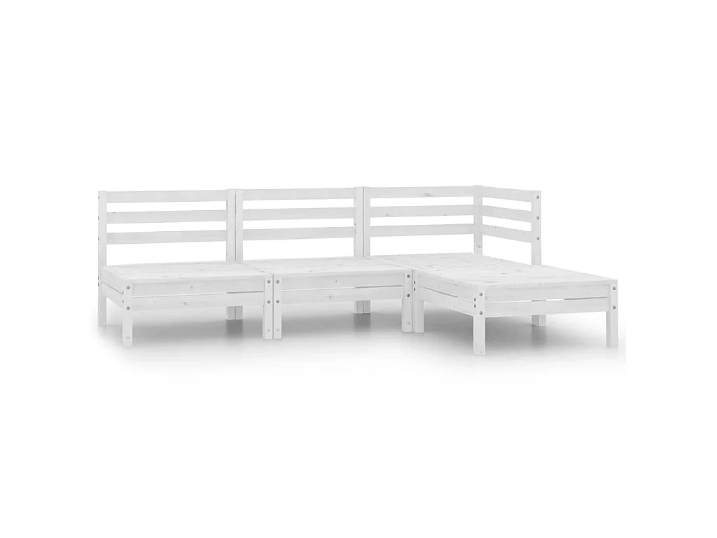 4-tlg. Garten-Lounge-Set Massivholz Kiefer Weiß