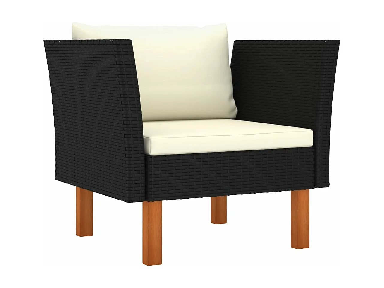 7-delige Loungeset poly rattan en eucalyptushout zwart