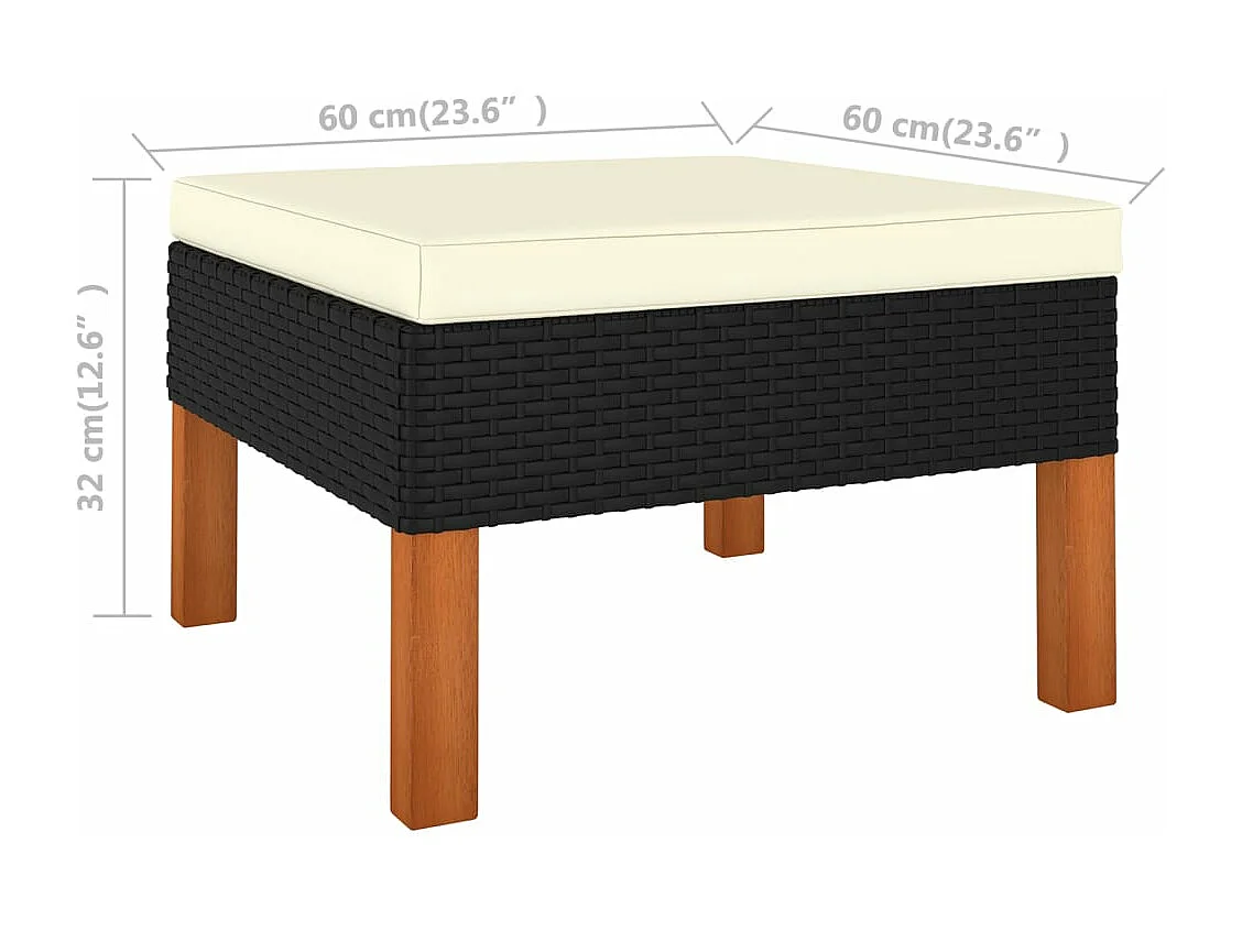 7-delige Loungeset poly rattan en eucalyptushout zwart