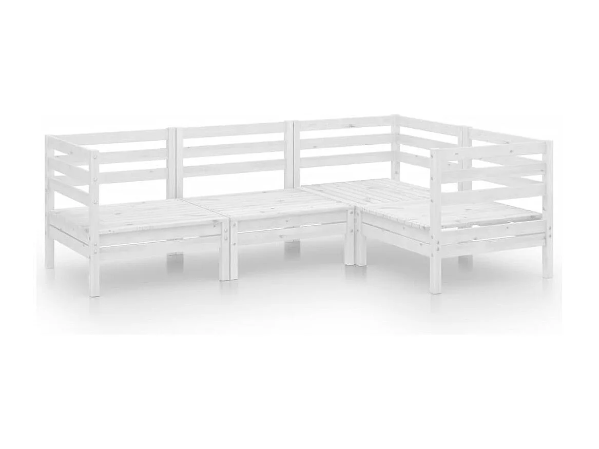 Salon de jardin 4 pcs Bois de pin massif Blanc