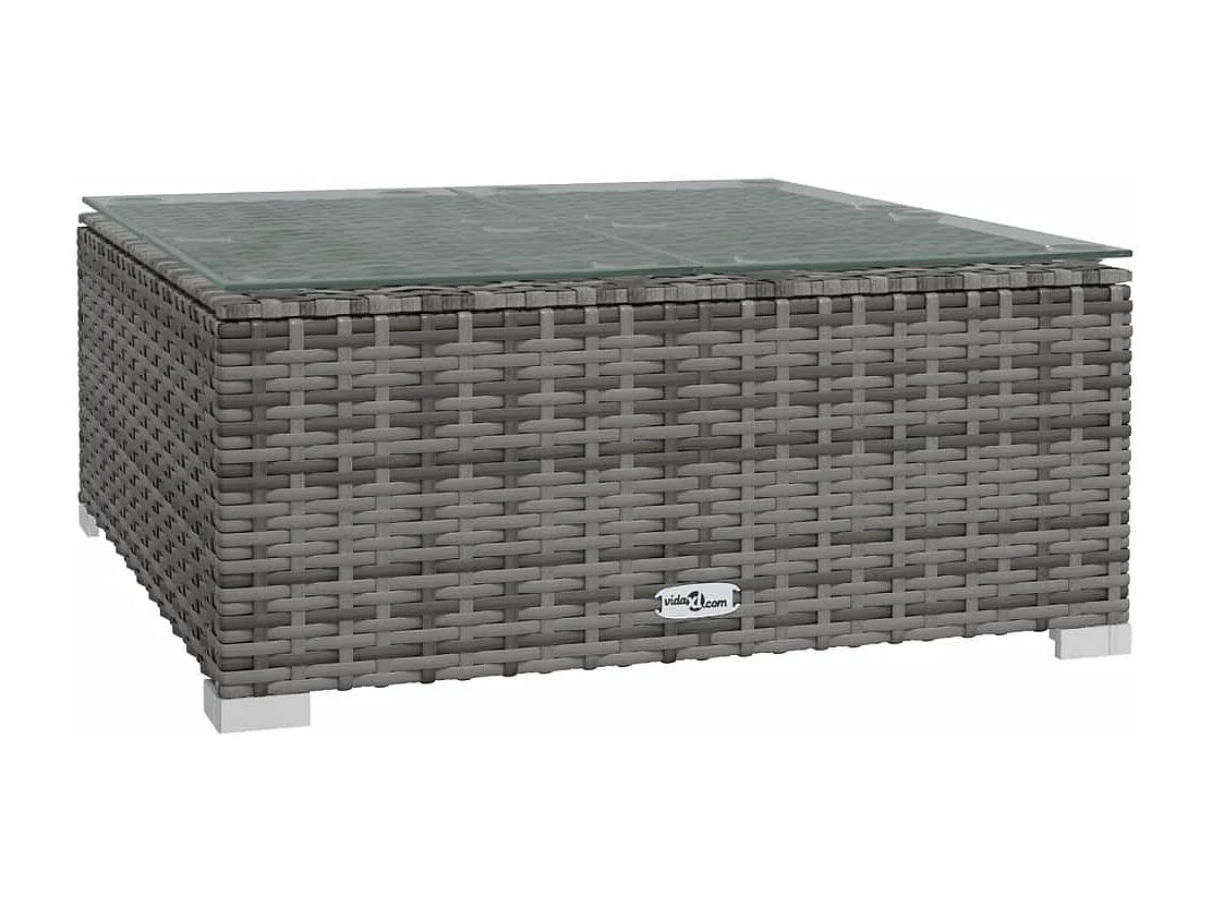 3 pcs conjunto lounge de jardim c/ almofadões vime PE cinzento