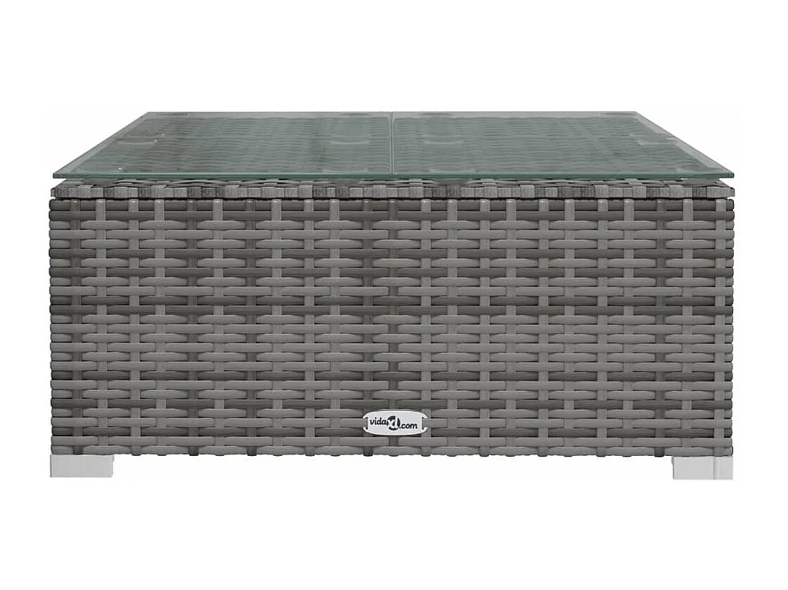 3 pcs conjunto lounge de jardim c/ almofadões vime PE cinzento