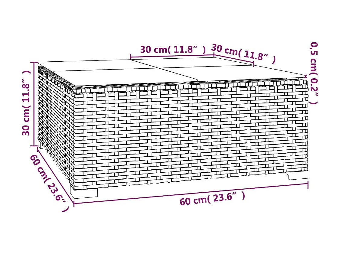 Set de muebles de jardín 3 pzas y cojines ratán sintético gris