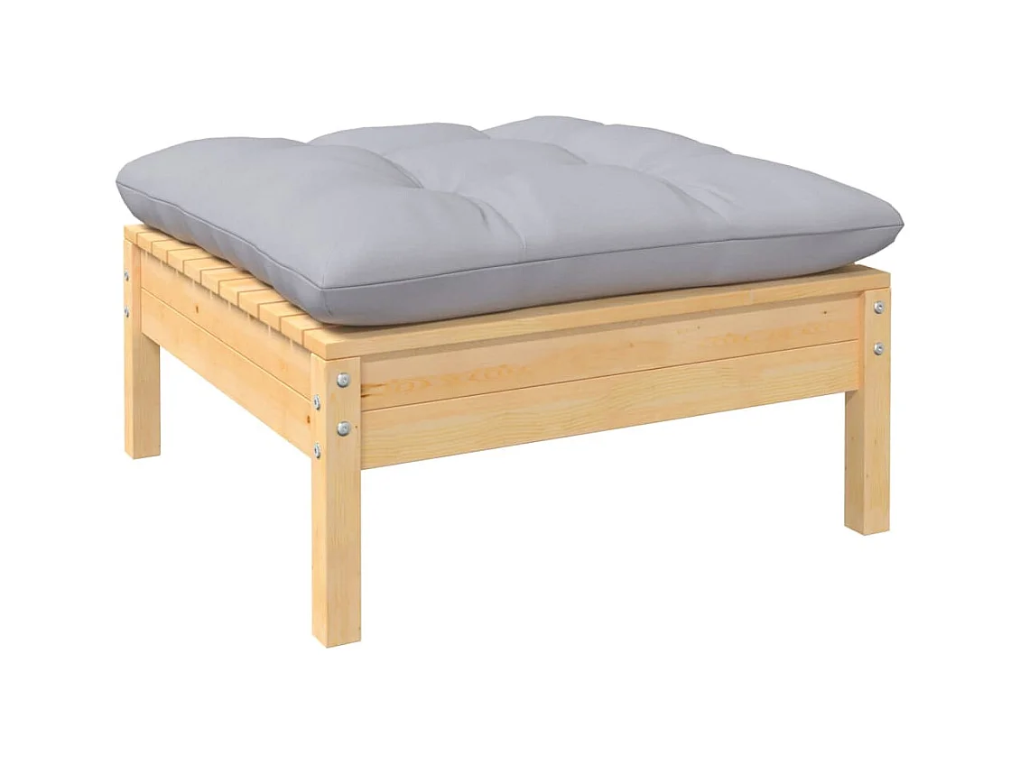 Salon de jardin 13 pcs avec coussins gris Bois de pin solide