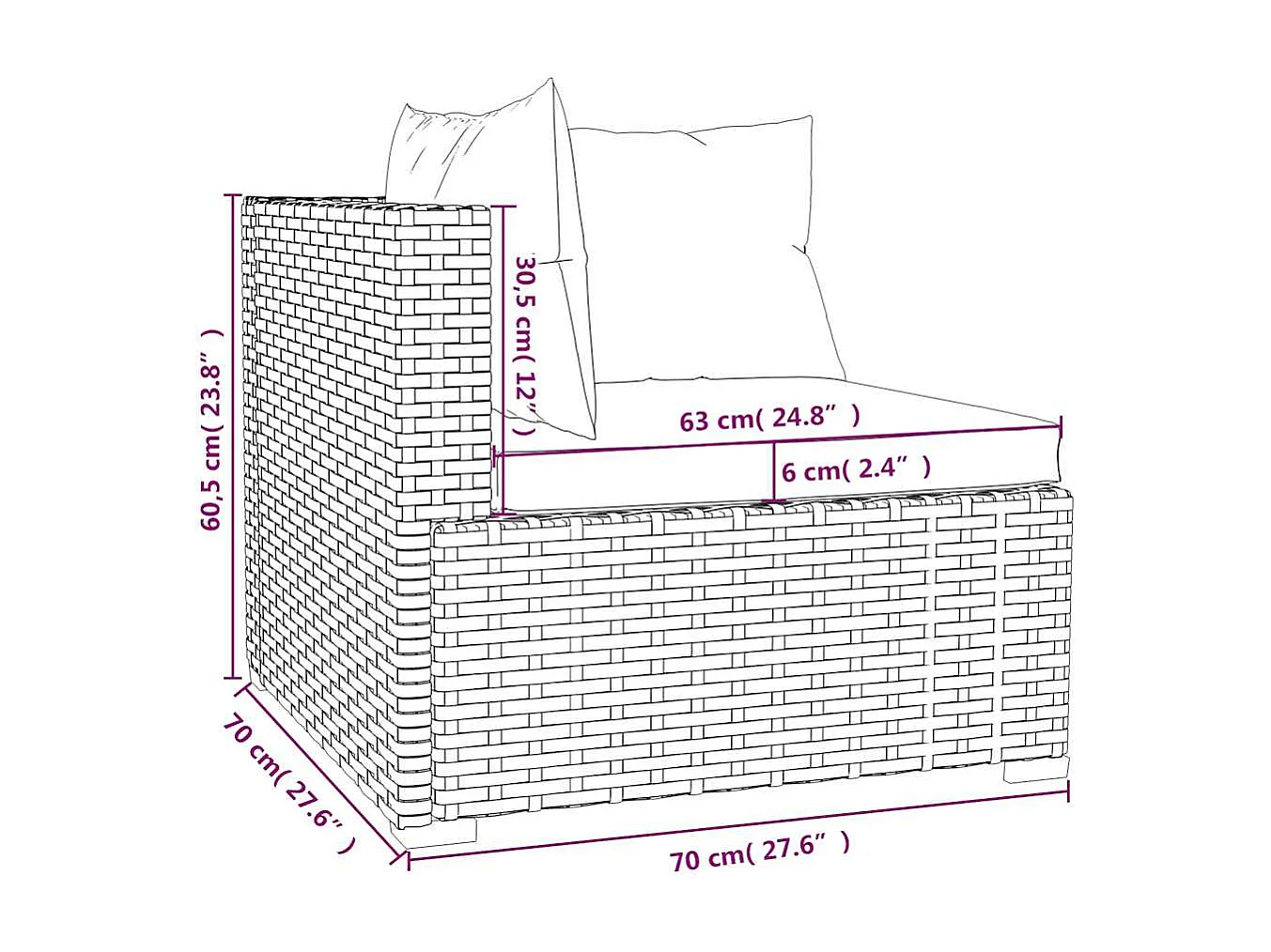 Set Divani da Giardino con Cuscini 6 pz in Polyrattan Grigio
