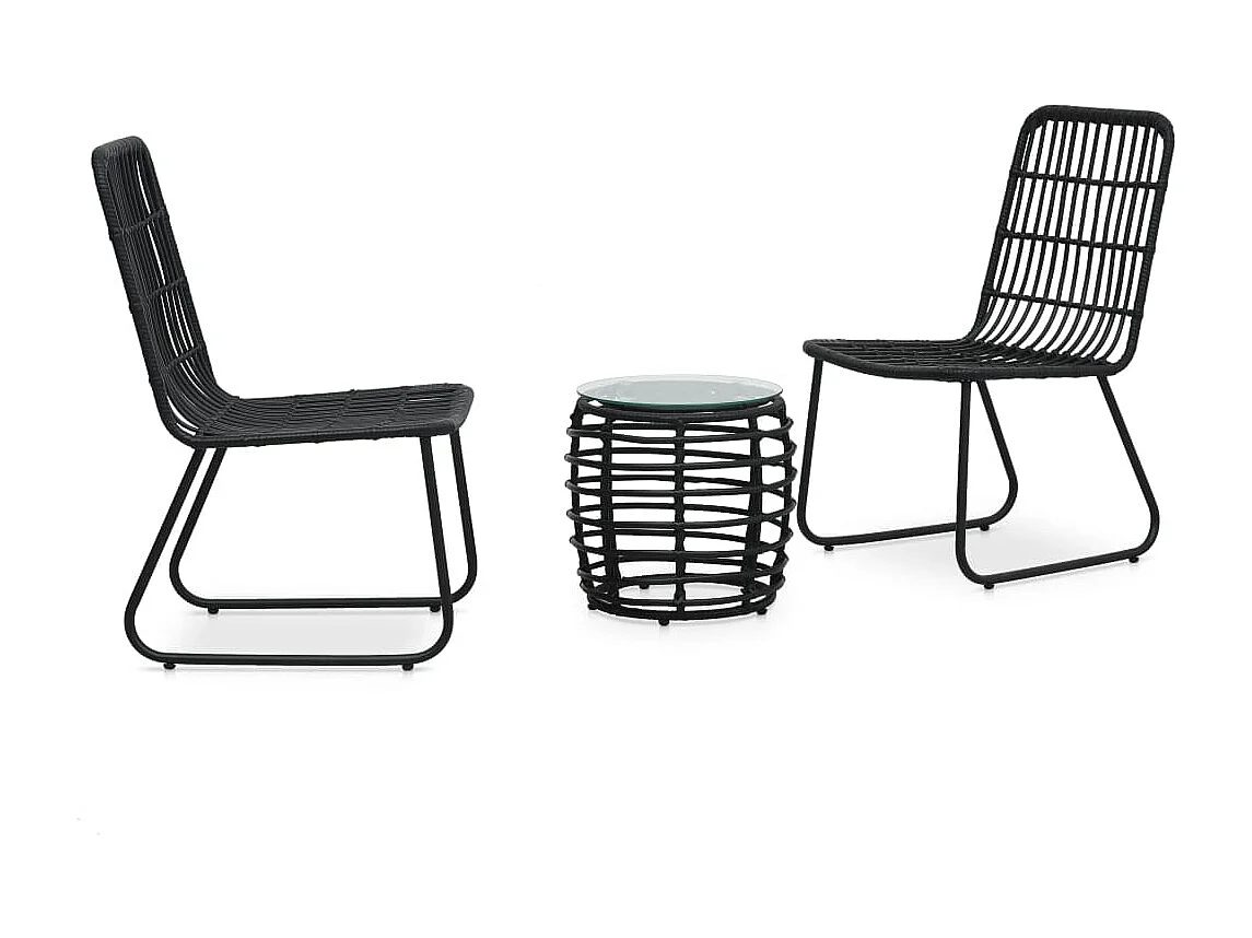 3-tlg. Bistro-Set Poly Rattan Schwarz
