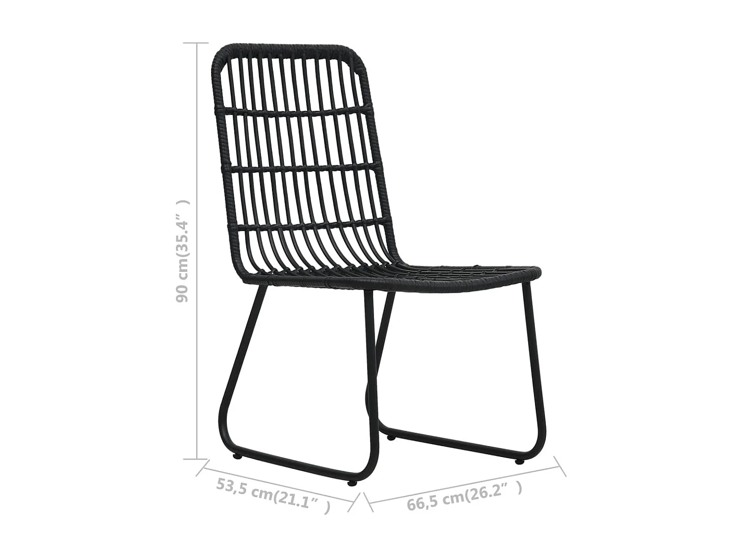 Ensemble de bistro 3 pcs Résine tressée Noir