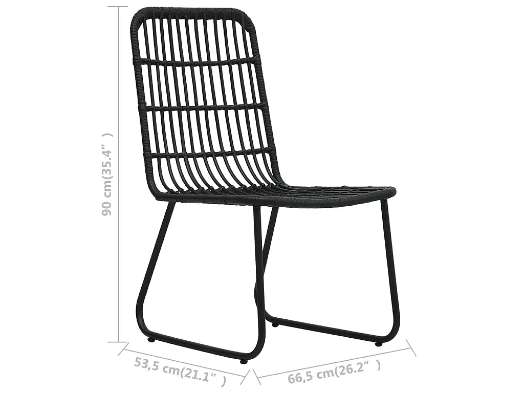 Set de mesa y sillas de jardín 3 piezas ratán sintético negro