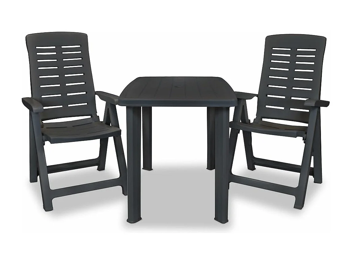 Ensemble de bistro 3 pcs Plastique Anthracite