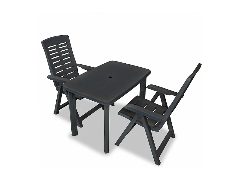 Ensemble de bistro 3 pcs Plastique Anthracite