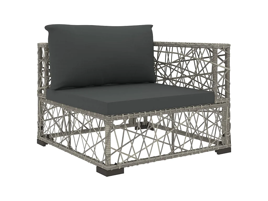 Set de muebles de jardín 6 pzas y cojines ratán sintético gris