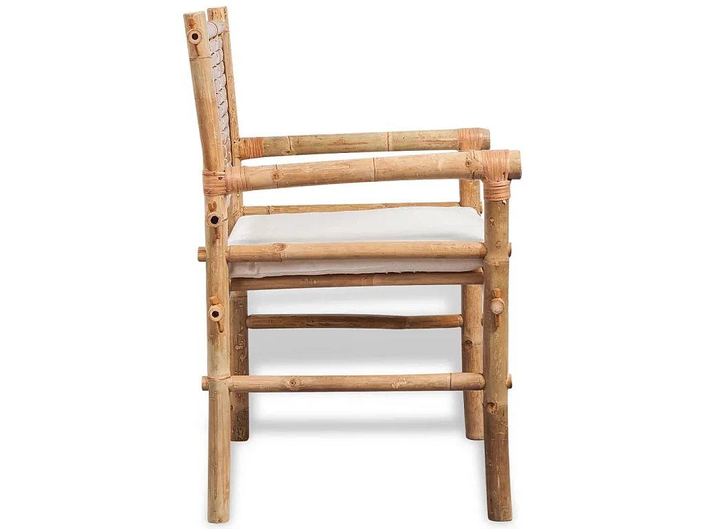 Mobilier de bistro 3 pcs avec coussins Bambou