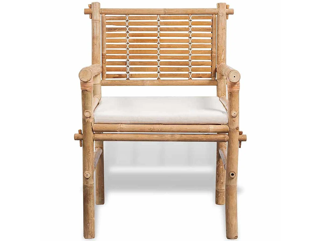 Mobilier de bistro 3 pcs avec coussins Bambou