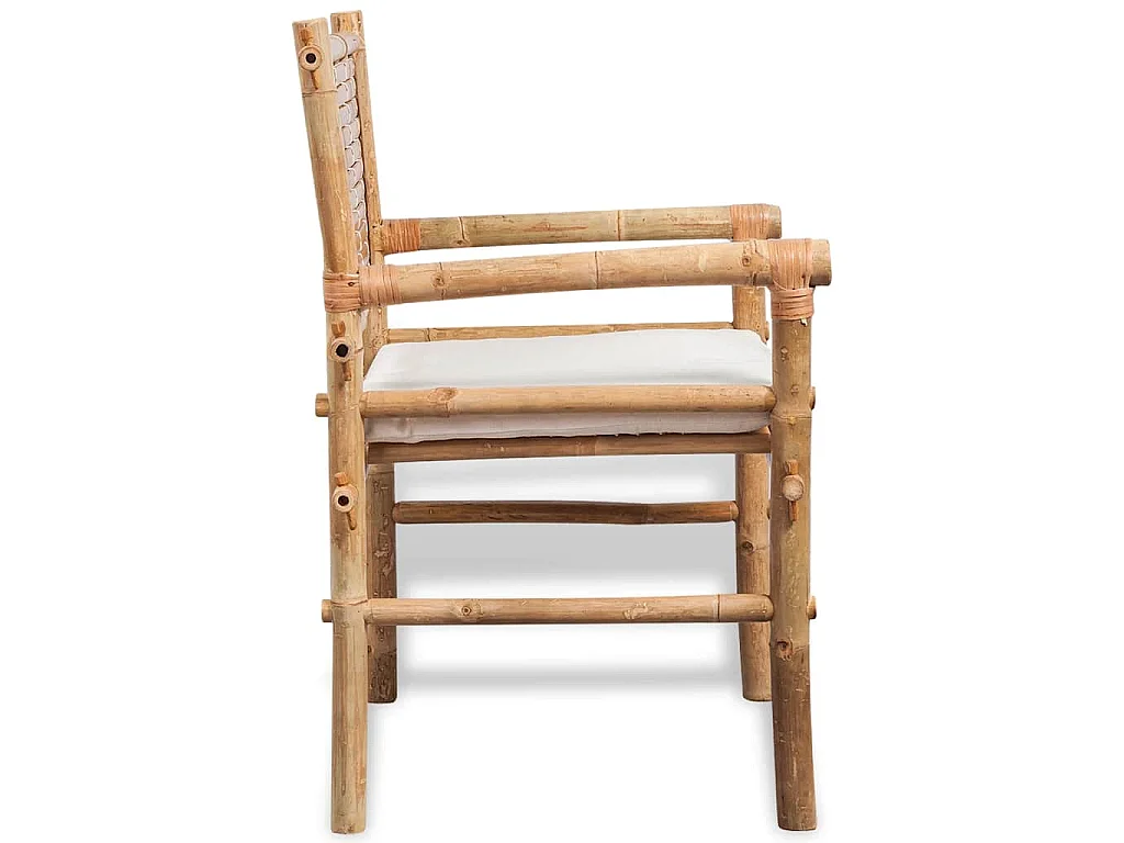 Mobilier de bistro 3 pcs avec coussins Bambou