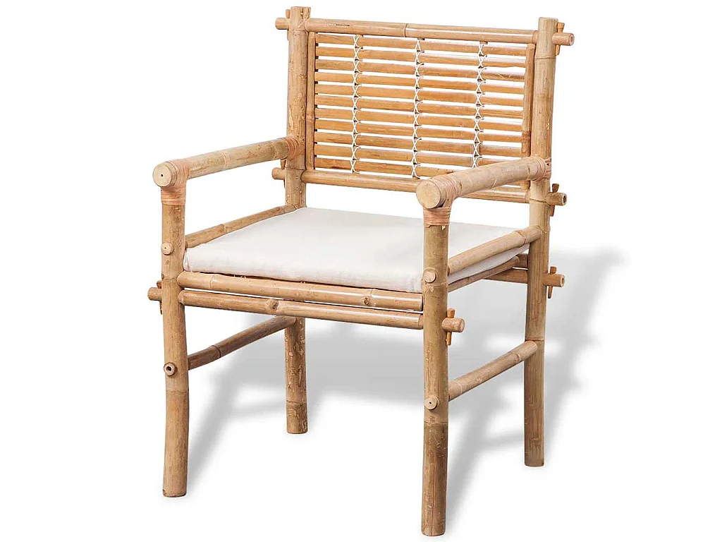 Mobilier de bistro 3 pcs avec coussins Bambou