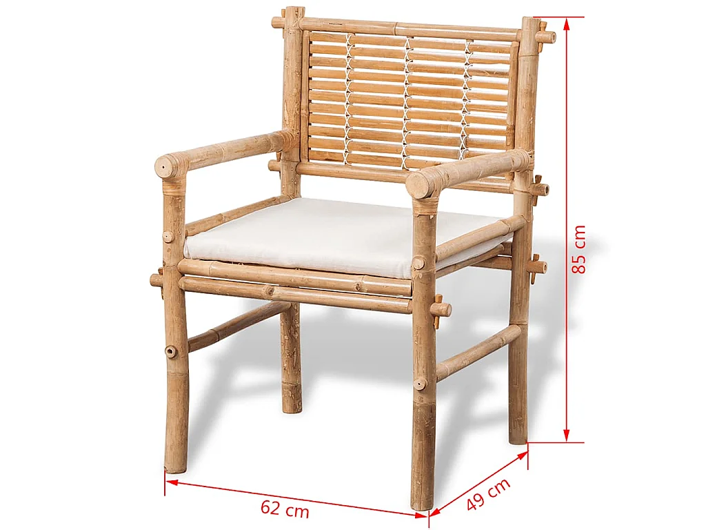 Mobilier de bistro 3 pcs avec coussins Bambou