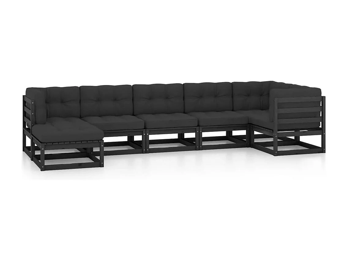 7-delige Loungeset met kussens massief grenenhout