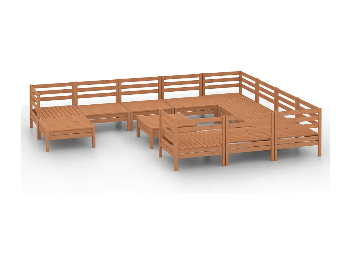 12-delige Loungeset massief grenenhout honingbruin