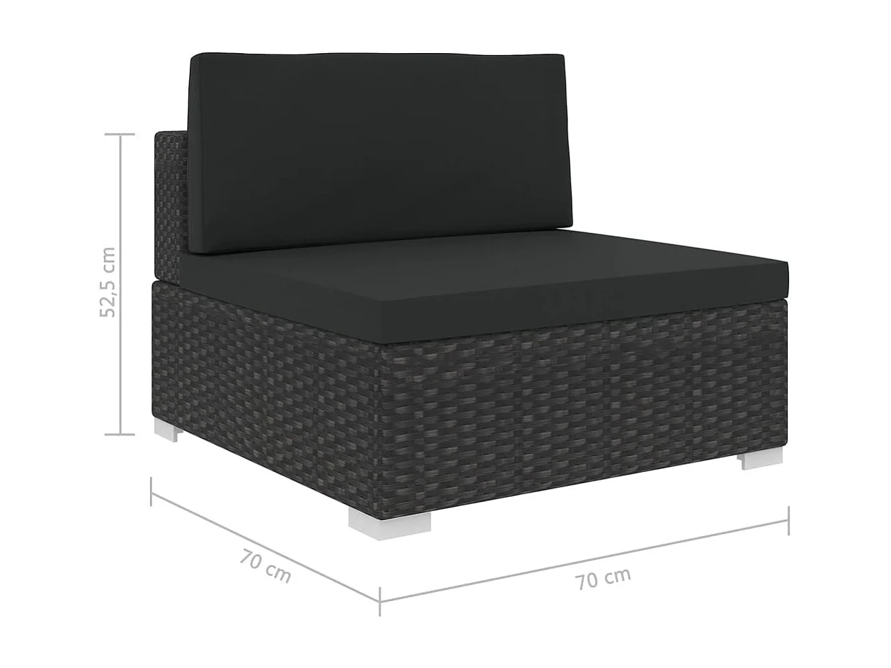 6-tlg. Garten-Lounge-Set mit Kissen Poly Rattan Schwarz