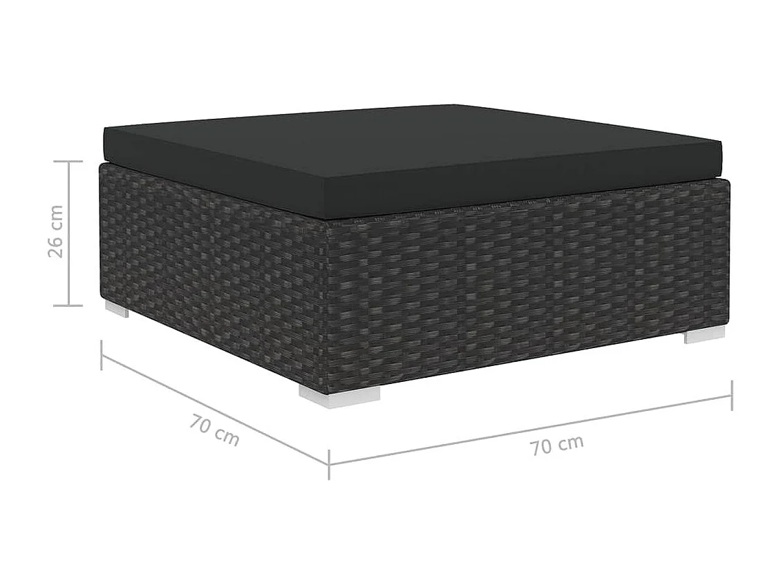 6-tlg. Garten-Lounge-Set mit Kissen Poly Rattan Schwarz