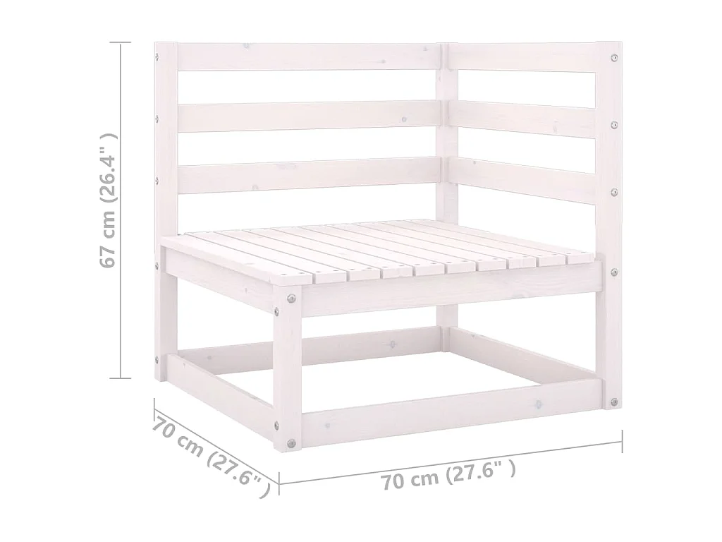 8-delige Loungeset met kussens massief grenenhout wit