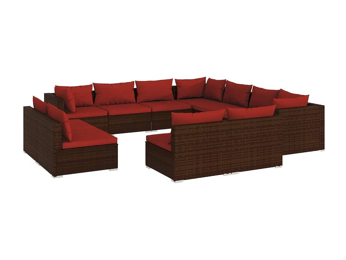 Set de muebles de jardín 11 pzas cojines ratán sintético marrón