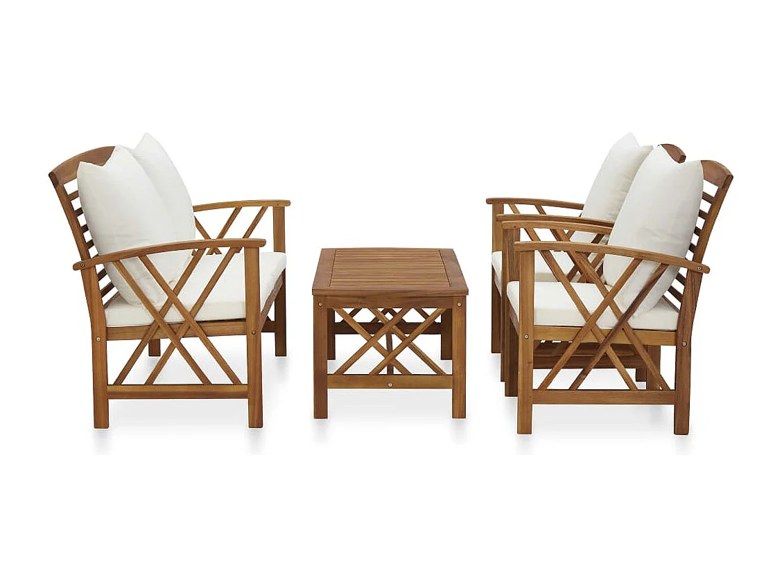 Salon de jardin 4 pcs avec coussins Bois d'acacia solide