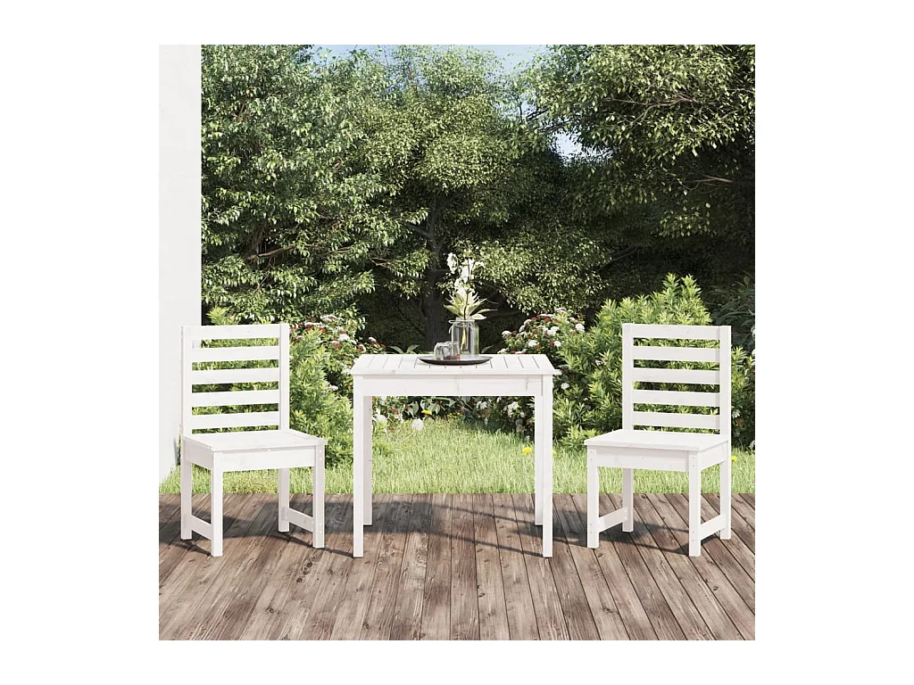 Ensemble de bistrot de jardin 3 pcs blanc bois de pin massif