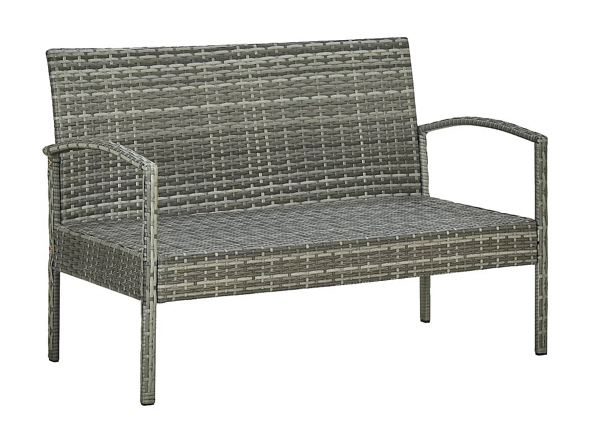 4-tlg. Garten-Lounge-Set mit Auflagen Poly Rattan Grau