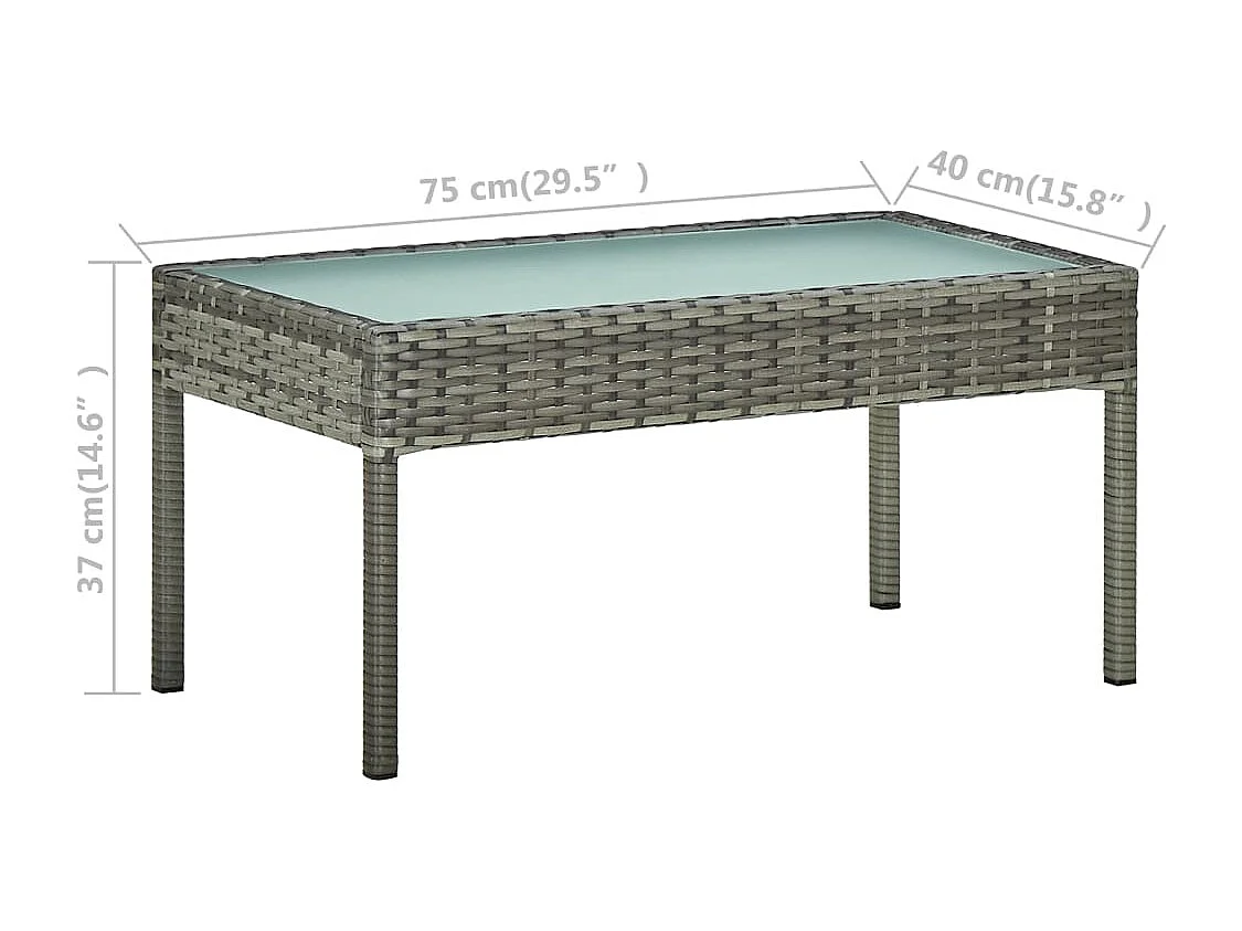 4-tlg. Garten-Lounge-Set mit Auflagen Poly Rattan Grau
