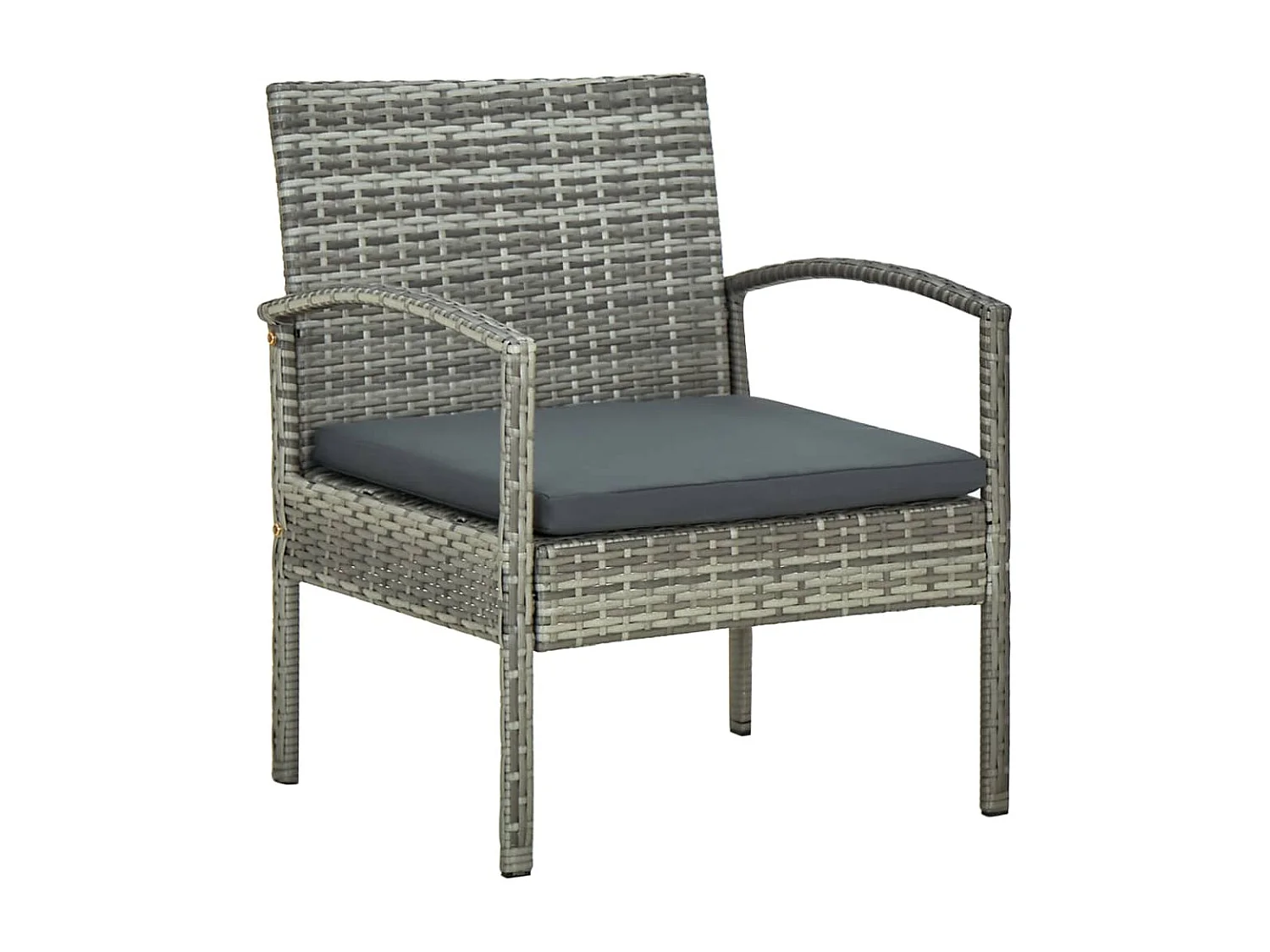 4-tlg. Garten-Lounge-Set mit Auflagen Poly Rattan Grau