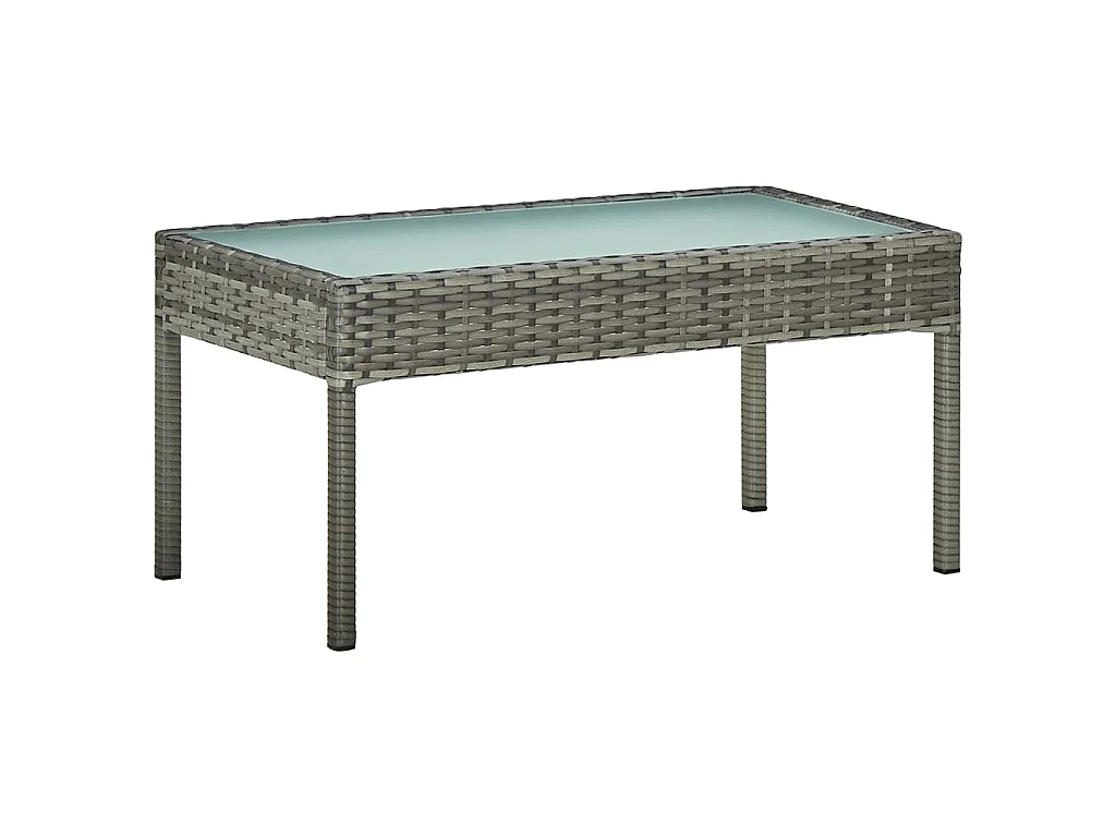 Salon de jardin 4 pcs avec coussins résine tressée gris
